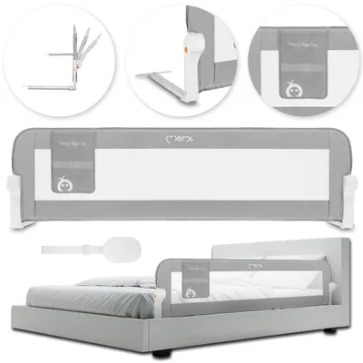 Produktbild von MoMi LEXI PLUS Bett Schutzgitter – 150 × 43 cm, mit 180° Öffnung - Grau