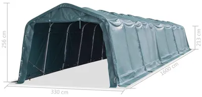 Image de vidaXL Tente d'osier PVC 550 g/m² 3,3×16 m vert foncé