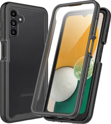 Image de Etui pour Samsung Galaxy A13 5G, bumper avec protecteur d'écran 360° intégré, étui de protection intégrale noir