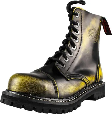 Produktbild von ANGRY ITCH 8-Loch Gelb Rub-Off Ranger Leder Stiefel Stahlkappe EU46