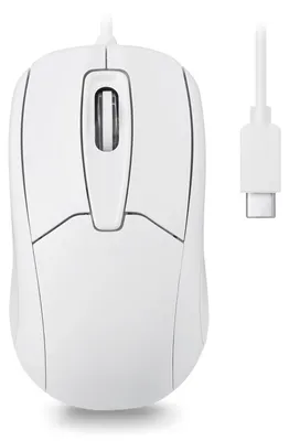 Zdjęcie produktu dla PERIMICE-209CW, optyczna mysz przewodowa USB-C, kabel 150 cm, rozdzielczość 1000 DPI, kolor biały, standardowa