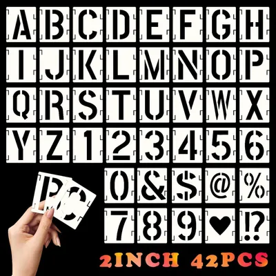 Immagine prodotto di Set di stencil per l'alfabeto, riutilizzabili, da 5,5 cm, ideali per progetti fai-da-te