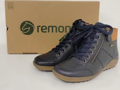 Produktbild von remonte TEX  Damen Knöchelschnürschuh dunkelblau mit braun abgesetzt, herausnehmbare Innensohle 36