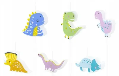 Produktbild von PartyPal Dinosaurier Geburtstagskerzen für Torten, 6 Stück