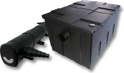 Zdjęcie produktu dla Kompletny zestaw Wiltec: filtr do oczka wodnego CBF-550 o pojemności do 60000 l jako filtr przepływowy, osadnik do oczka wodnego CUV-272, osadnik UVC o mocy 72 W, wąż do oczka wodnego 25 mm (1") o długości 5 m
