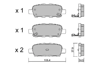 Produktbild von AISIN Bremsbeläge Satz Hinten Bremsklötze für NISSAN Qashqai / Qashqai +2 I (J10, NJ10) BPNI-2001