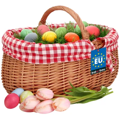 Image de Panier en osier avec anse, en saule, dimensions : 46 x 32 x 43 cm