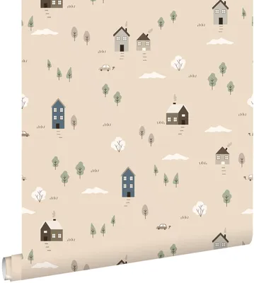 Imagen del producto de ESTAhome papel pintado casitas lindas beige 50 x 900 cm