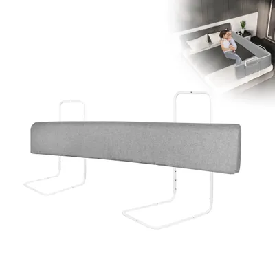 Produktbild von XMTECH Bettgitter 150 cm Bettschutzgitter Kinderbettgitter Babybettgitter Gitter Faltbar Kinderbett Fallschutz Höhenverstellbar 5-Loch Verstellbare Grau