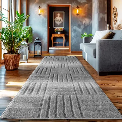 Obrázek produktu pro Homebyhome Vysoký Chlup Koberec do Obývacího Pokoje, Skandinávský Boho Styl, 3D Optika, M?kký a Hebký Shaggy, Velikost: 80x250 cm