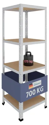 Productafbeelding van Stellingkast metaal - Verzinkt - 155 x 50 x 50 cm - 175 kg per plank