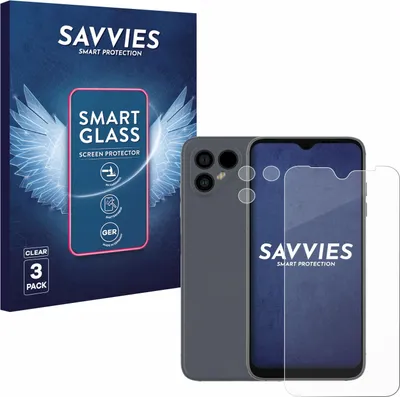Produktbild von 3x Savvies Schutzglas Folie für Fairphone 4 (Display+Kamera) 9H Panzer Schutzfolie Glas Displayschutz klar transparent