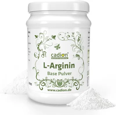 Produktbild von Cadion L-Arginin Pulver hochdosiert vegan – 100 % reines Arginin Base, NO-Booster für Durchblutung, Muskelaufbau & Energie