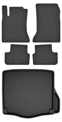 Zdjęcie produktu dla Dywaniki gumowe + mata bagażnika do Mercedes-Benz CLA C117 2013-2019 (kombi) – czarne, dopasowane – Wielganizator
