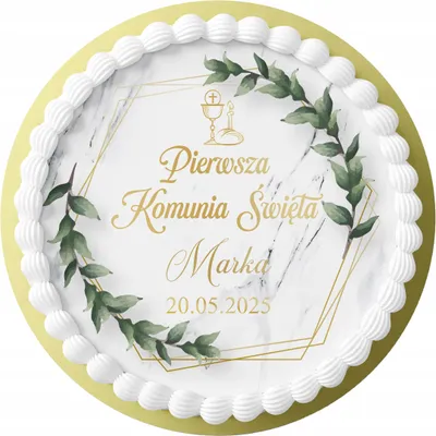 Image de Opłatek Na Tort 20Cm - Na Komunie Świętą Okrągły 16Cm 18Cm + Imię