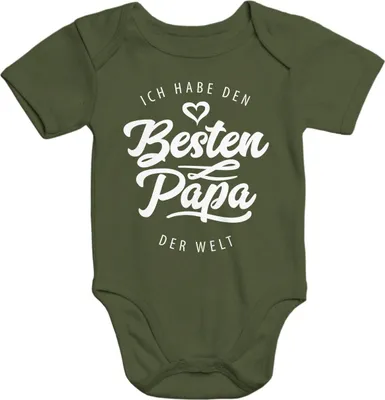 Produktbild von Kurzarm Baby Body Ich habe den besten Papa der Welt Spruch Geschenk Baumwolle Moonworks® oliv 3-6 Monate