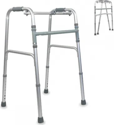 Produktbild von Mobiclinic Columna Gehgestell Gehhilfe Rollator Stabil klappbar 4 Gummifüße Aus Aluminium höhenverstellbar Leichtgewicht Silber