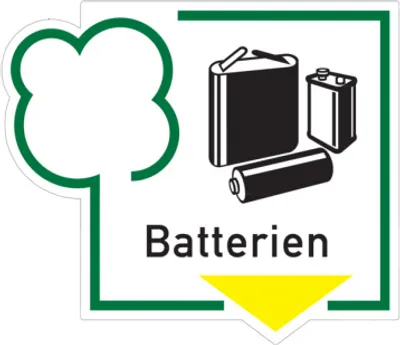 Produktbild von Dreifke® Abfallkennzeichen, Batterien, Folie | Folie selbstklebend | 125x108 ...