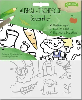 Produktbild von Ausmal-Tischdecke Bauernhof aus Papier für Kindergeburtstage 118,9 x 84,1 cm