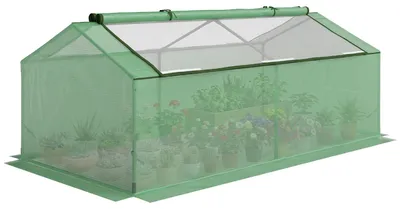 Produktbild von Outsunny Foliengewächshaus mit Fenster Treibhaus Tomatenhaus Frühbeet Grün