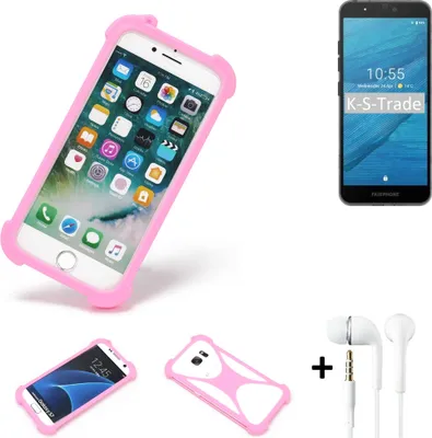 Produktbild von K-S-Trade Bumper + Kopfhörer kompatibel mit Fairphone Fairphone 3 Handy Hülle Schutzhülle Silikon Schutz Hülle Cover Case Silikoncase