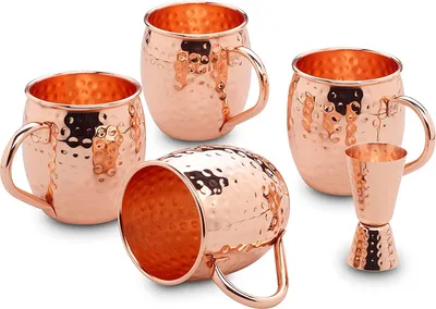 Produktbild von Echtwerk Moscow Mule Becher SET 5 tlg MM-1745H im Hammerschlag-Look, Menge:5
