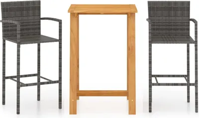 Produktbild von vidaXL 3-tlg. Gartenbar-Set Grau