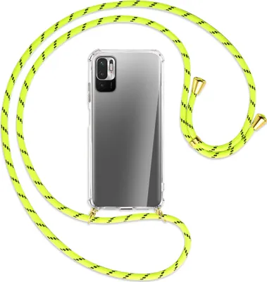 Produktbild von Handykette Backcover-Schutzhülle mit Band (Metall goldfarben) für Xiaomi Redmi Note 10 5G - neongelb