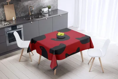 Tischdecke 100% Polyester, Anti-Schimmel, 140x140 cm, Rot Schwarz