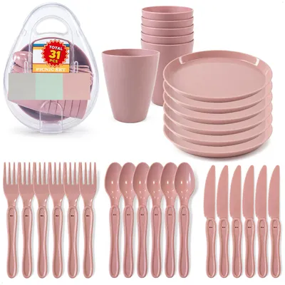 Productafbeelding van com-four® Buiten serviesset, 31-delig, voor 6 personen [Assortiment kan variëren]
