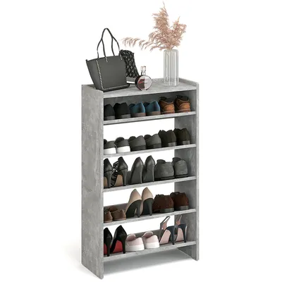 Produktbild von KOMTO Schuhregal Schmal - Schuhablage Flur mit 5 Ebenen Offener Schuhschrank Schuh Organizer Platzsparend Elexis 60 x 25 x 98 cm Beton