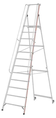 Immagine prodotto di Hymer 8081 Plattformleiter mit Kipprollen und langem Handlauf 12 Stufen