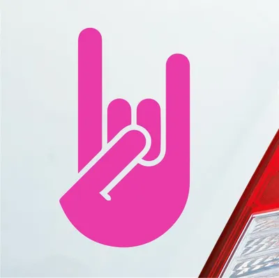 Produktbild von Auto Aufkleber Heavy Metal Gruß Pommesgabel Rock 12x7 cm Pink Sticker Heckscheibenaufkleber