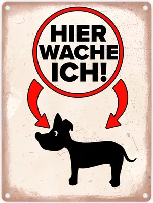 Produktbild von Hier wache ich Metallschild in 15x20 cm mit Hunde Silhouette