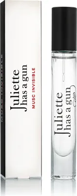 A perfume bottle and its packaging are shown against a white background.