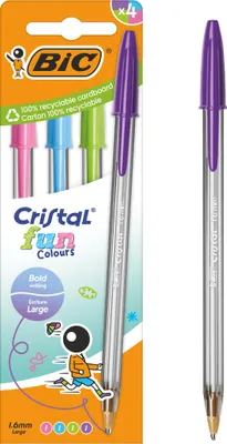 Produktbild von BIC Cristal Fun 1.6 FUN Stift Schachtel mit 4 Stücken