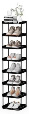Produktbild von Schuhregal 8 Ebenen schmal stapelbar platzsparend vertikal Kunststoff schwarz