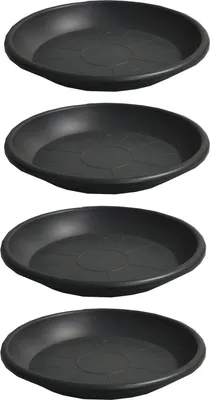Produktbild von 4er Set Blumentopf Untersetzer Rund 39 cm Rund Pflanztopf Blumenkübel Schale Kunststoff Pflanzkasten Pflanzschale Anthrazit