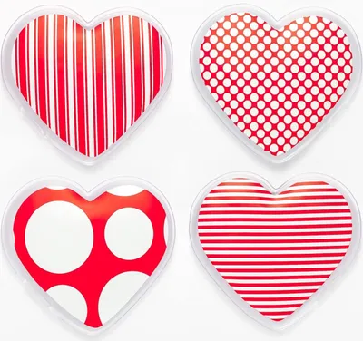 Produktbild von Home-Flair hochwertige Handwärmer I Wiederverwendbare Taschenwärmer I schöne Muster I Verschiedene Designs (4er Set Herzen)
