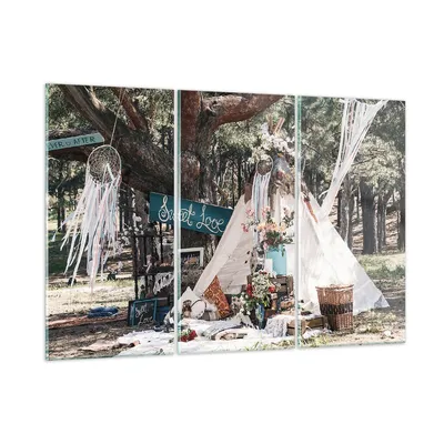 Produktbild von Bilder auf glas - 3 Teile - Jungvermählten Liebe Landschaft - 105x70cm - Glasbilder - Wandbilder - Bilder - Wanddekoration aus Glas - Glas Bilder - Wandbild auf Glas - GCE105x70-4642