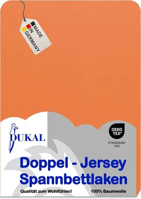 A product image for a fitted sheet, featuring branding and product information.