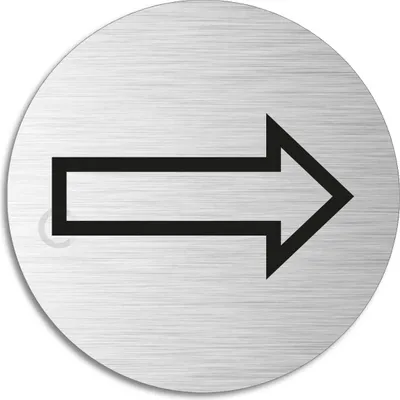 Produktbild von Schild  - Richtung | Türschild aus aus Aluminium | Edelstahloptik selbstklebend  Ø 75 mm