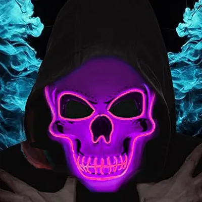 Productafbeelding van Led-halloweenmasker, led-lichtend schedelmasker, doe-het-zelf schedelschildering en 3 verlichtingsmodi, voor Halloween, carnaval, party, kostuum