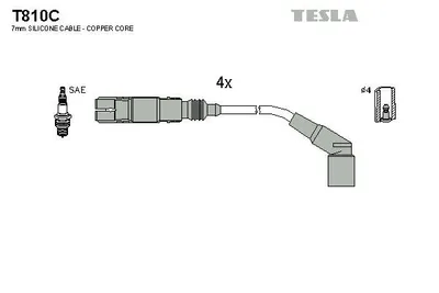 Produktbild von TESLA T810C Zündkabelsatz Zündleitungssatz für BMW 3 Limousine (E46) 3 Touring (E46) 3 Coupe (E46) 3 Limousine (E36) 5 Limousine (E34)