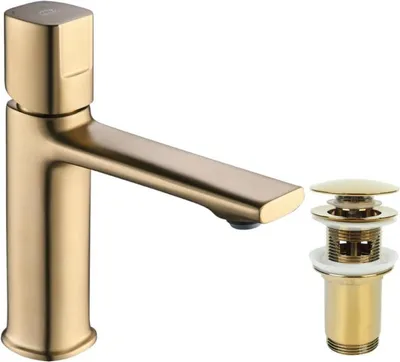 Immagine prodotto di Miscelatore per lavabo basso con presa LAVEO Tores oro spazzolato