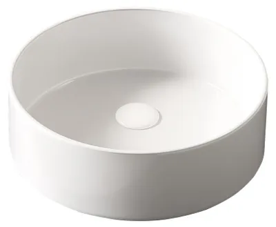 Produktbild von 36 cm Badezimmerspiegel, rund, mit wei?er Aufsatzkeramikschš¹ssel und Wasserhahn fš¹r moderne Badezimmer