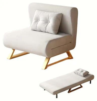 Imagen del producto de Sillón reclinable con función de cama - Sillón relax blanco y gris con respaldo ajustable y patas metálicas