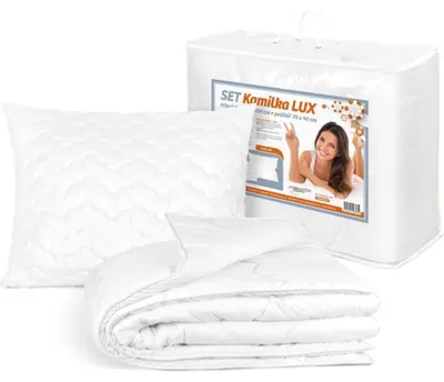 Image de Ensemble housse de couette et taie d'oreiller Kamilka LUX - 140x200 cm, 70x90 cm - Blanc