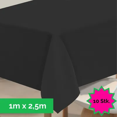 Produktbild von Sensalux Tischdecke, abwaschbar, Vorteilspack, 10 Stück, 1m x 2,5m, Schwarz