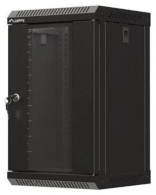 Produktbild von Lanberg WF11-3309-10B, Wandmontiertes Regal, 9U, 30 kg, Sperrschloss, Ablageschienen, Verbessertes Kabelmanagement